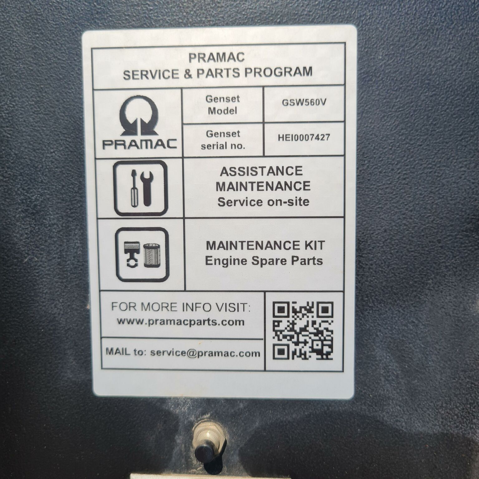 Pramac Generador GSW560V Servicios