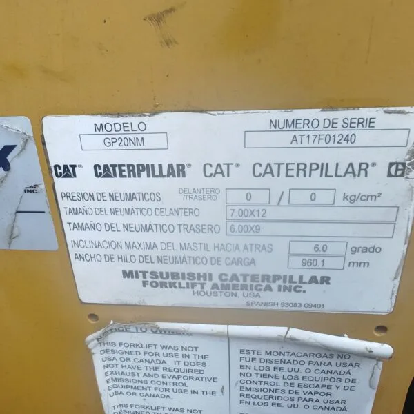 Grúa Horquilla GP20NM CATERPILLAR - Imagen 9