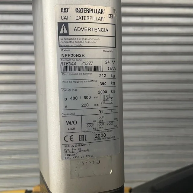 Transpaleta eléctrica Cat 1.6 a 2.0 Tons - Imagen 3