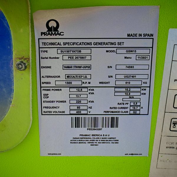 Generador Pramac GSW15Y - Imagen 3
