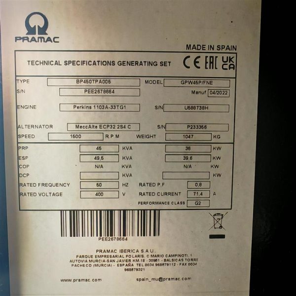 Generador Pramac GSW45P - Imagen 10