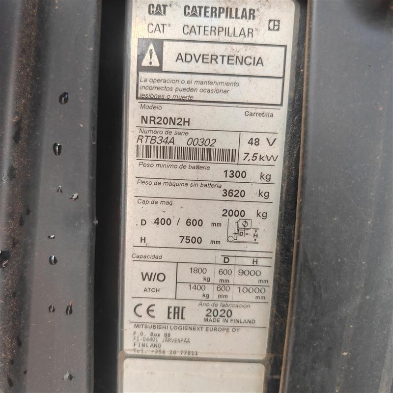 Apilador hombre de pie a bordo CAT de 1.2 a 2.0 Tons NSR12N-NSR20N Serie: RTB34A00302 - Imagen 11